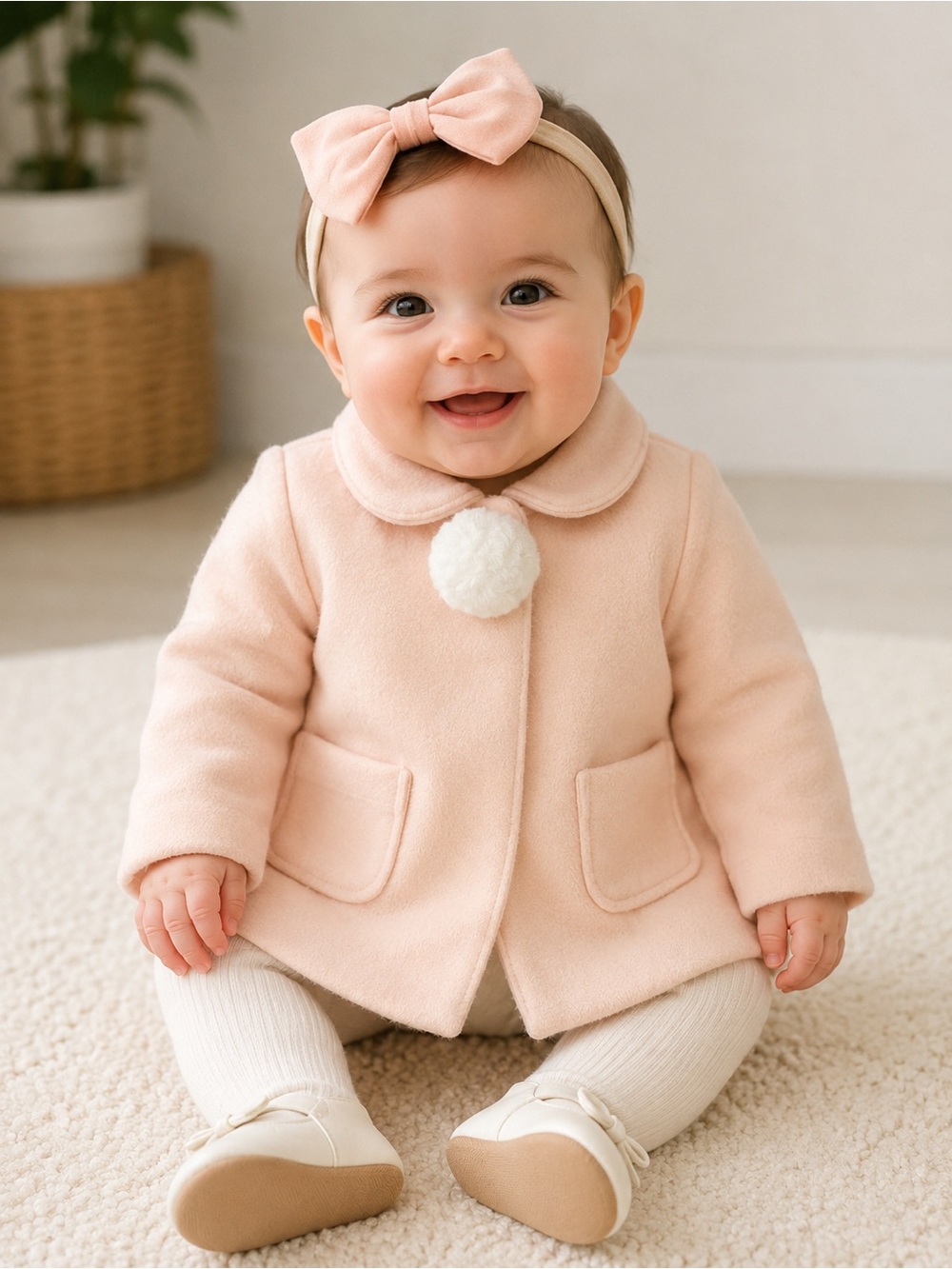 Baby Pink Pom-Pom Peacoat